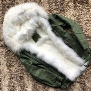 Mr & Mrs Italy Army Cotton Canvas Fur Parka